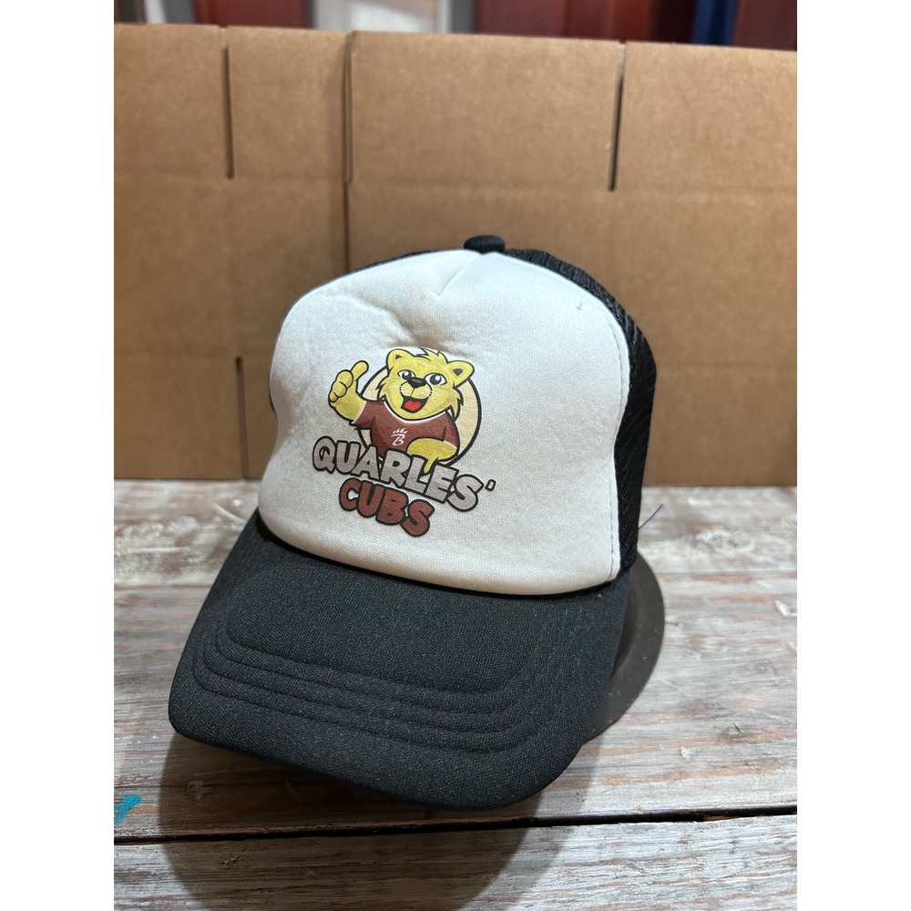 Quarles Cubs Mascot Foam Trucker Hat Black White Snapback Mesh Cap